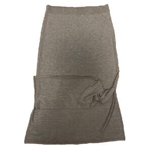 Motherhood Maternity Gray Stretch Maxi Skirt Size Large Side Slits Comfy New